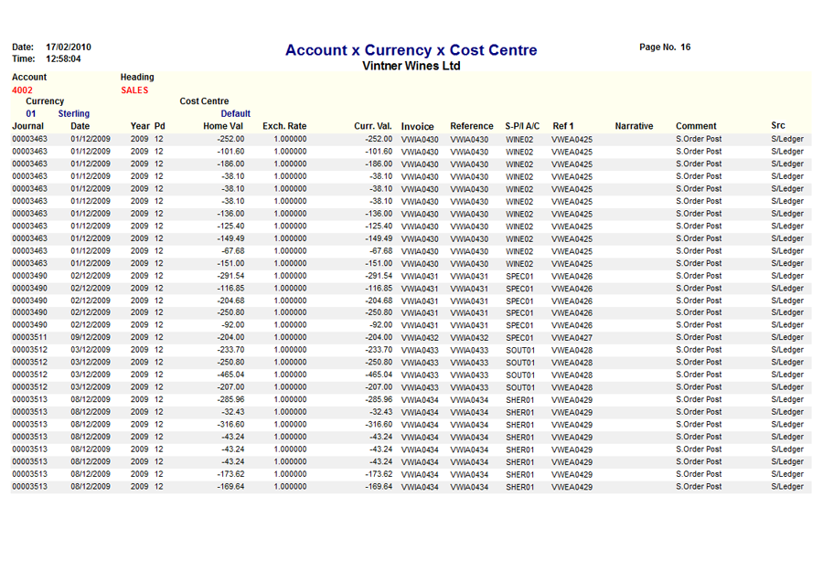 Vintner Bond Nominal Ledger Vintner Systems